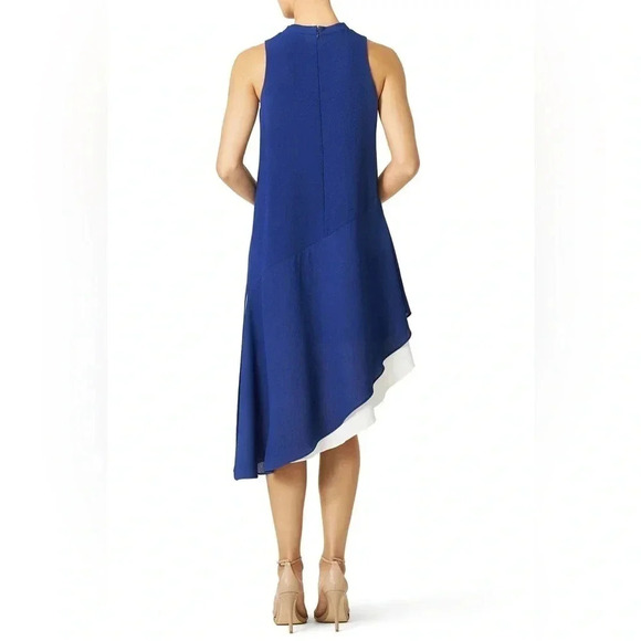 Cynthia Steffe Blue & White Estella Shift Dress Asymmetrical Hem Cocktail Size 6 - Picture 2 of 6
